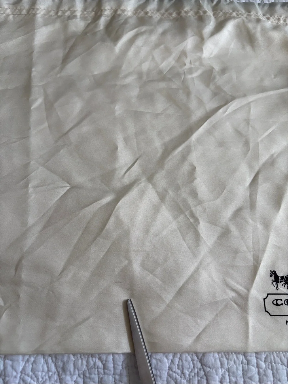 Coach Cream Drawstring Logo Dust Bag with Brown Cord - Picture 6 of 7